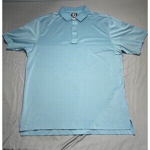 FootJoy Polo Golf Performance Short Sleeve Shirt Light Blue Stripped Mens  L